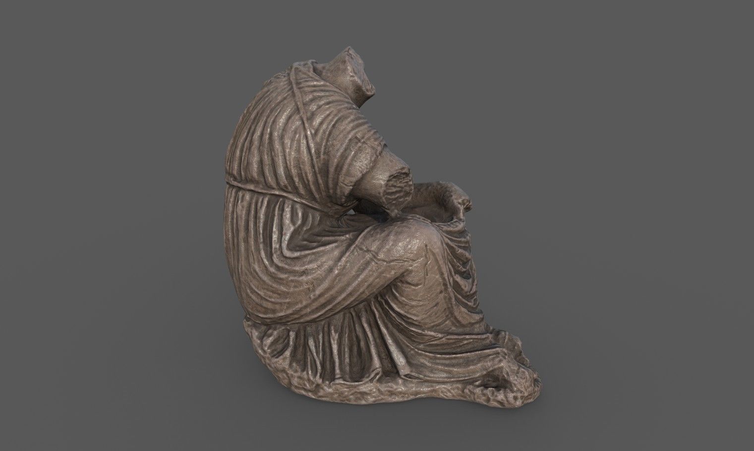 Statue of female 5 Low-poly 3D model_4