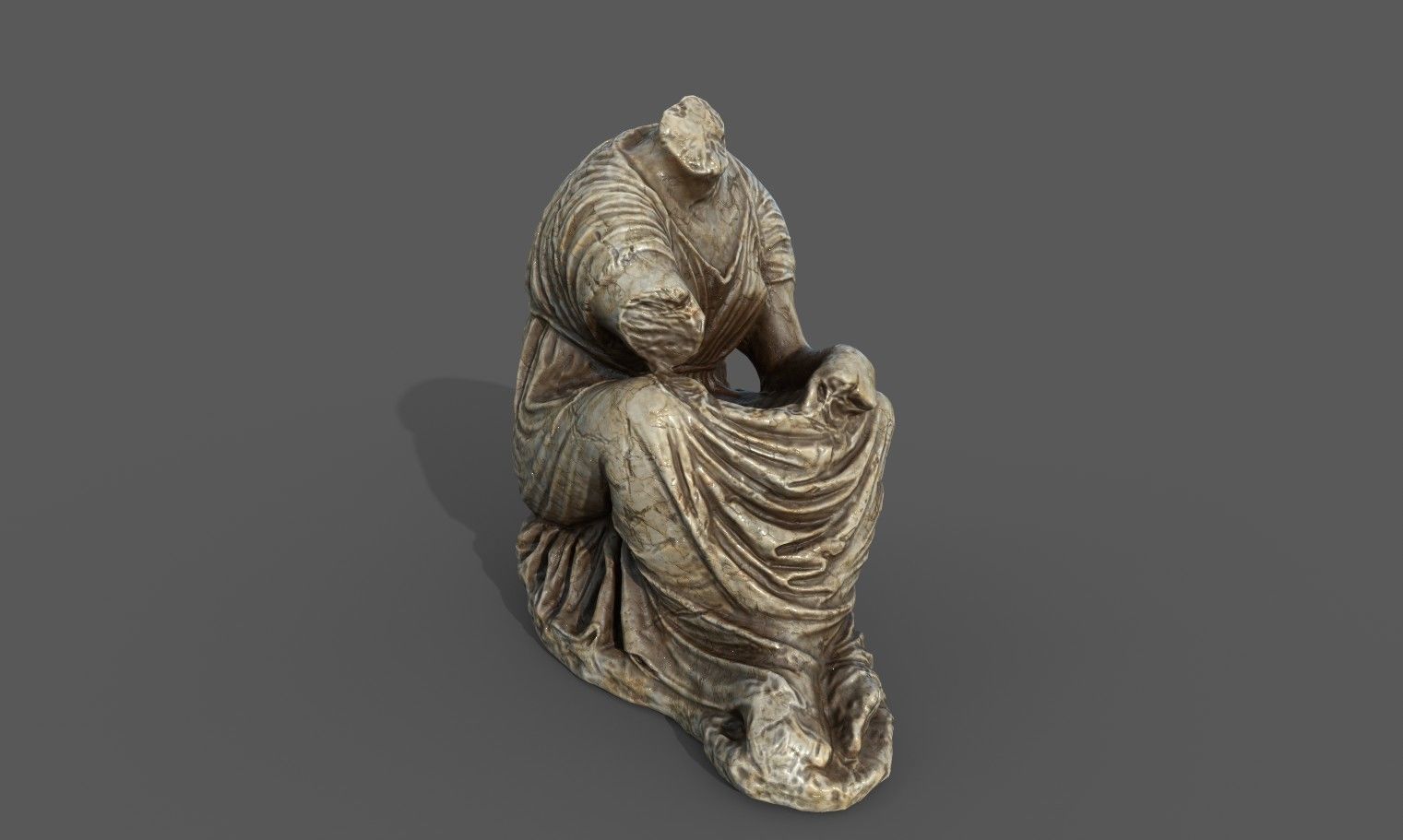 Statue of female 5 Low-poly 3D model_14