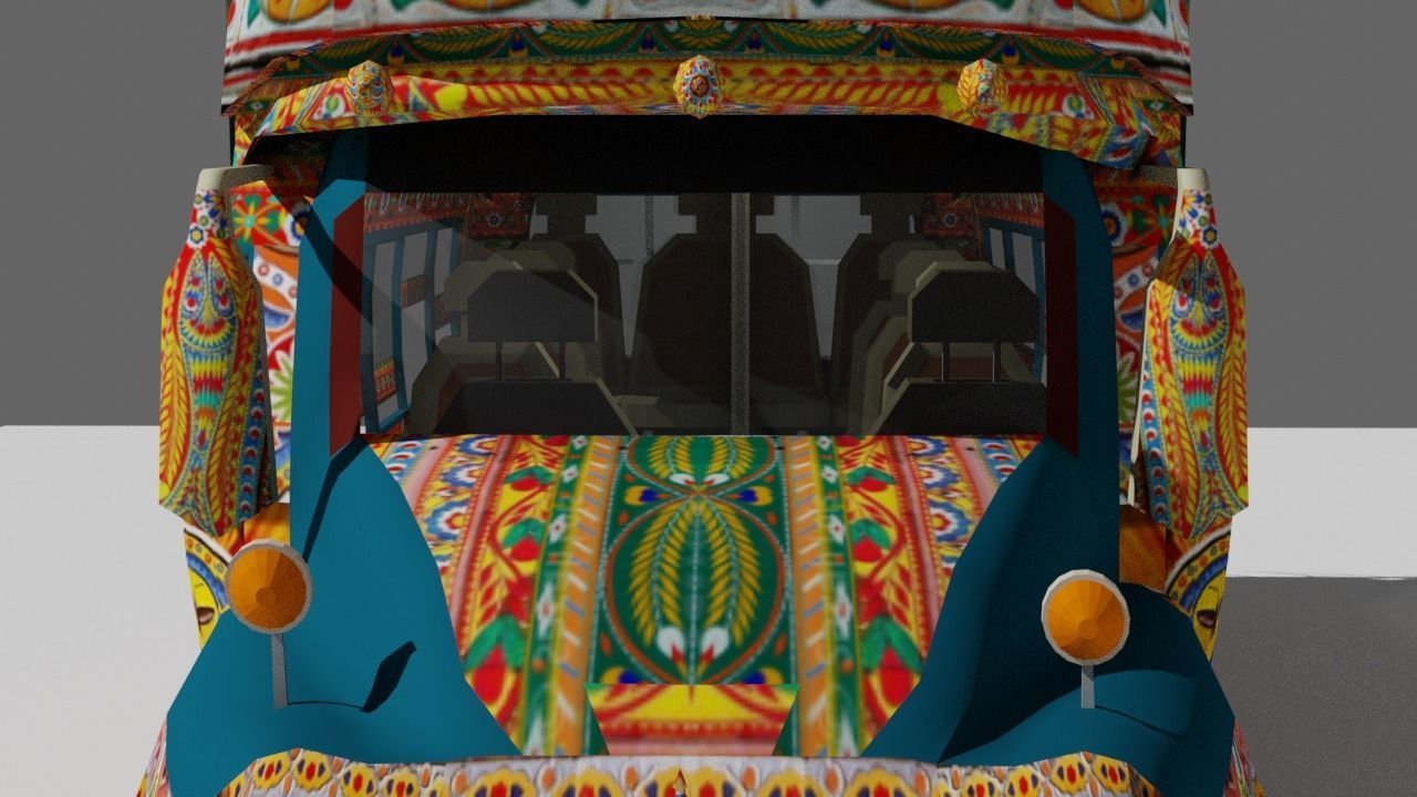 Pakistani Old Nishan Bus Low-poly 3D model_22