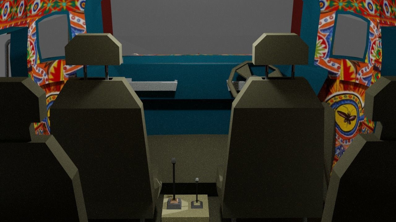 Pakistani Old Nishan Bus Low-poly 3D model_28