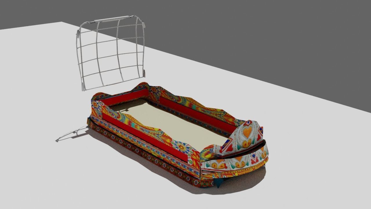 Pakistani Old Nishan Bus Low-poly 3D model_9