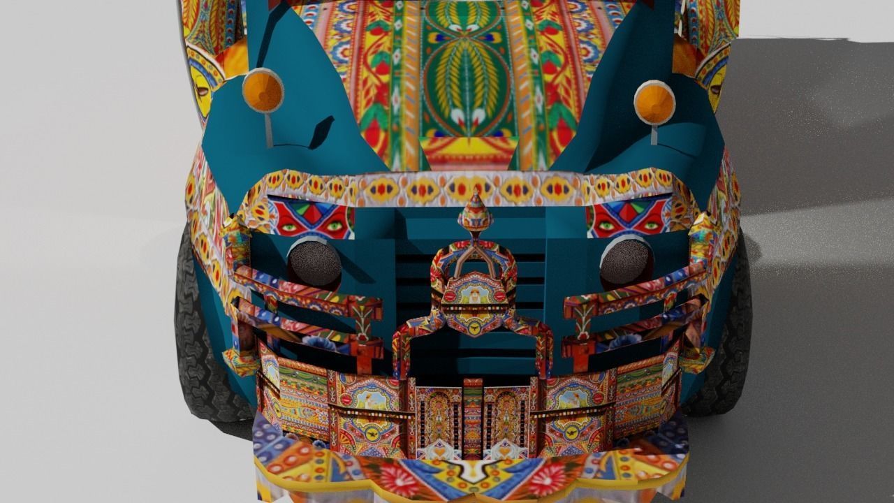 Pakistani Old Nishan Bus Low-poly 3D model_24