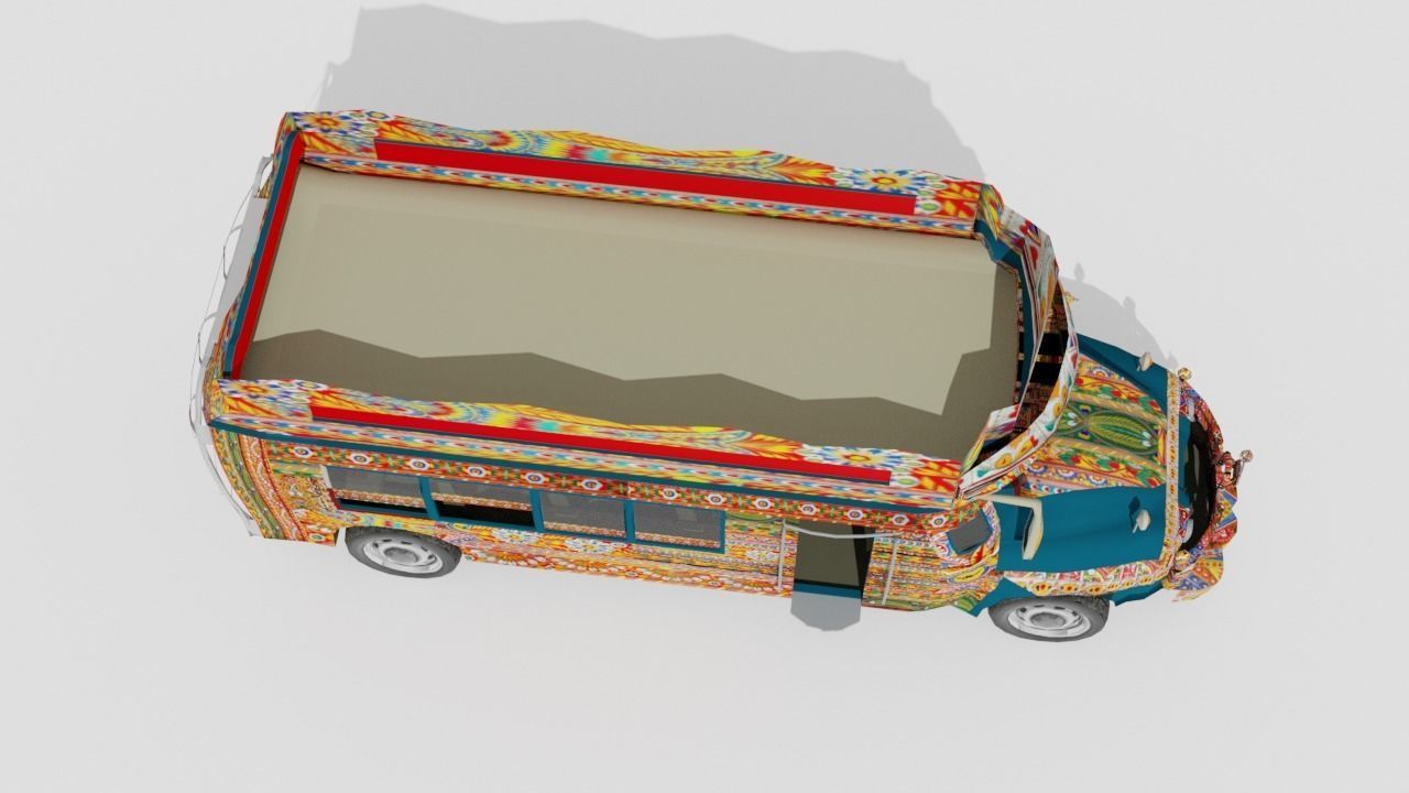 Pakistani Old Nishan Bus Low-poly 3D model_16