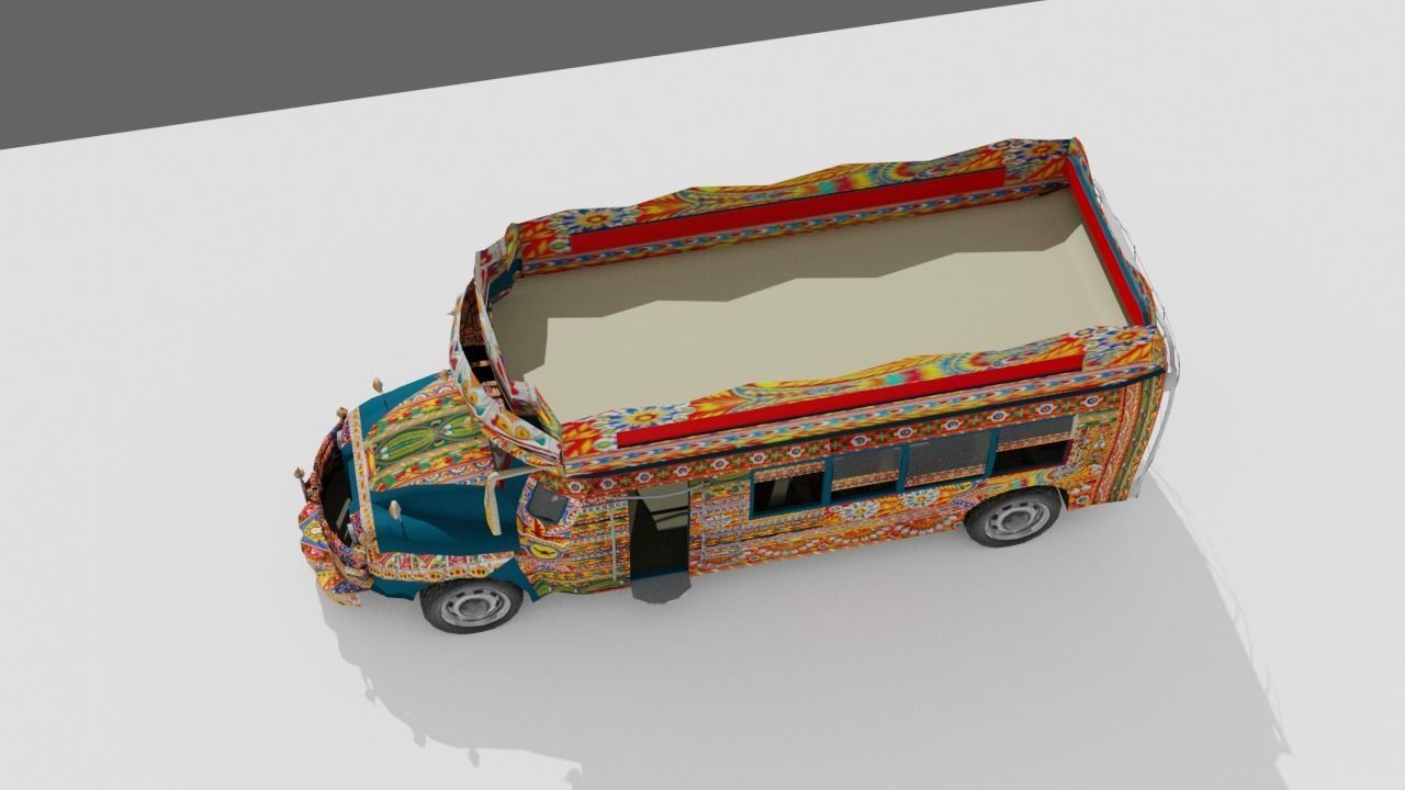 Pakistani Old Nishan Bus Low-poly 3D model_15