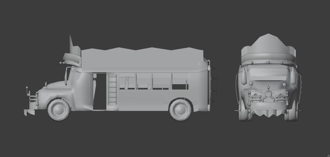 Pakistani Old Nishan Bus Low-poly 3D model_29