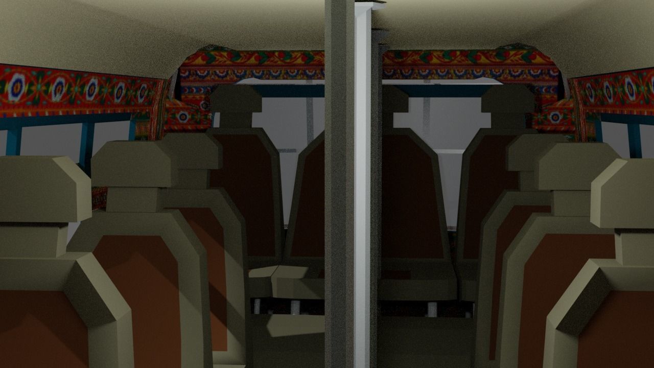 Pakistani Old Nishan Bus Low-poly 3D model_25