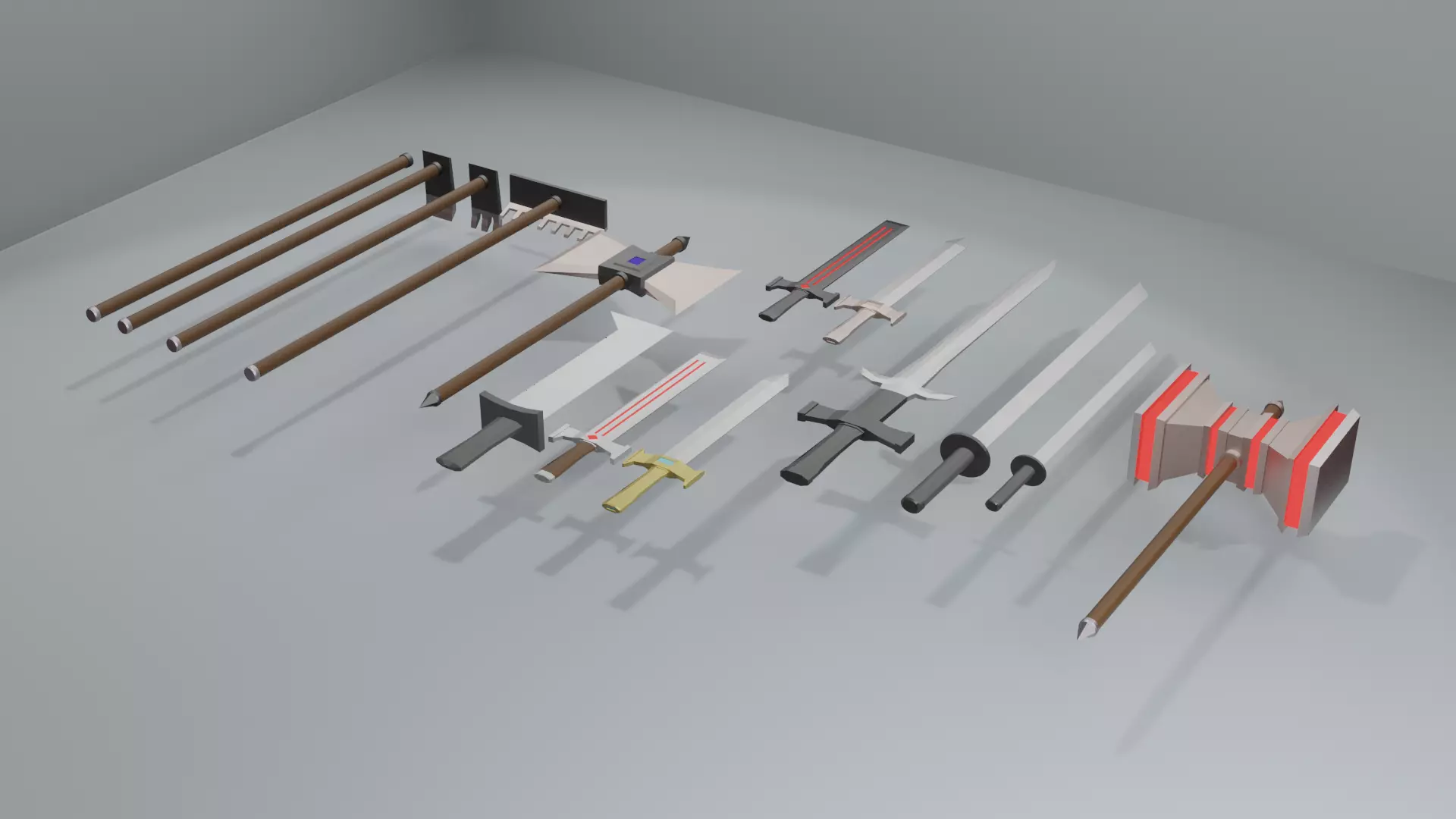 Low Poly Swords Asset Pack Free low-poly 3D model