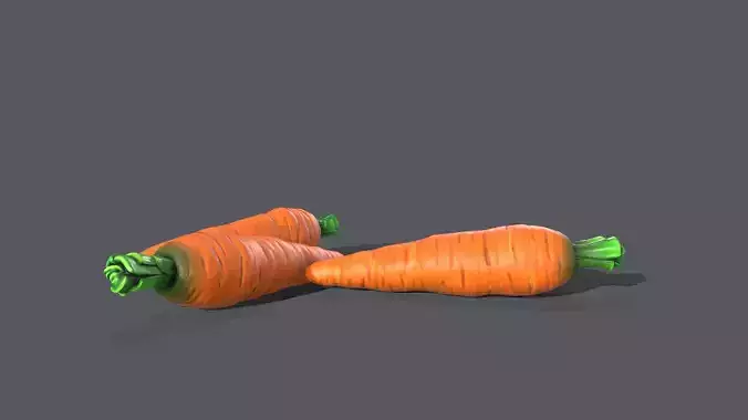 Carrot 3D model three carrots Low-poly 3D model