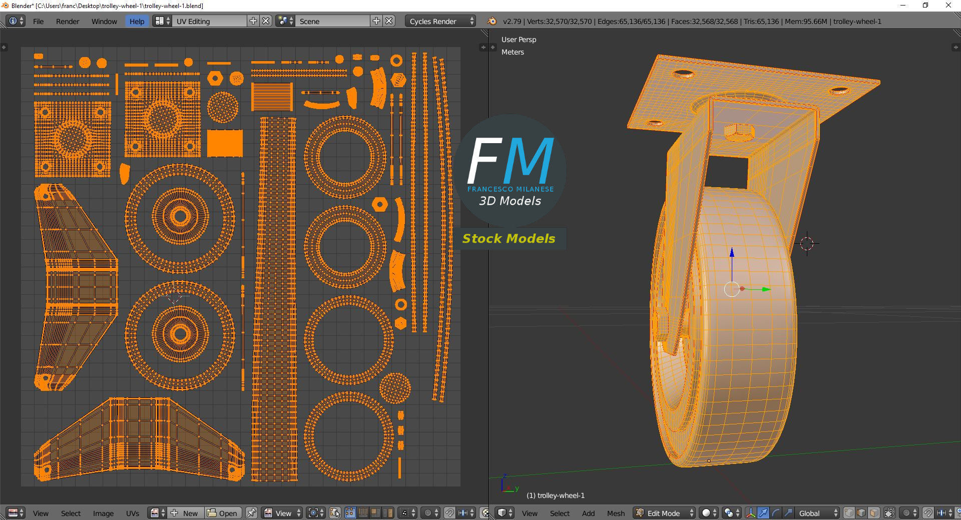 Trolley wheel 1 3D model_10