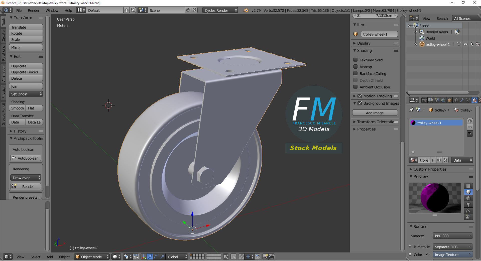 Trolley wheel 1 3D model_9