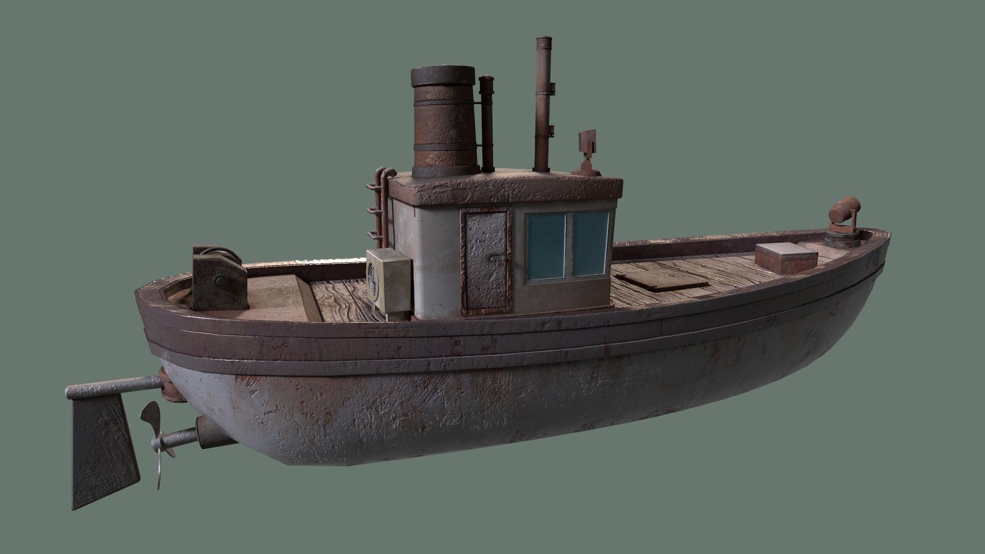 Stylized Low-poly Boat Low-poly 3D model_6