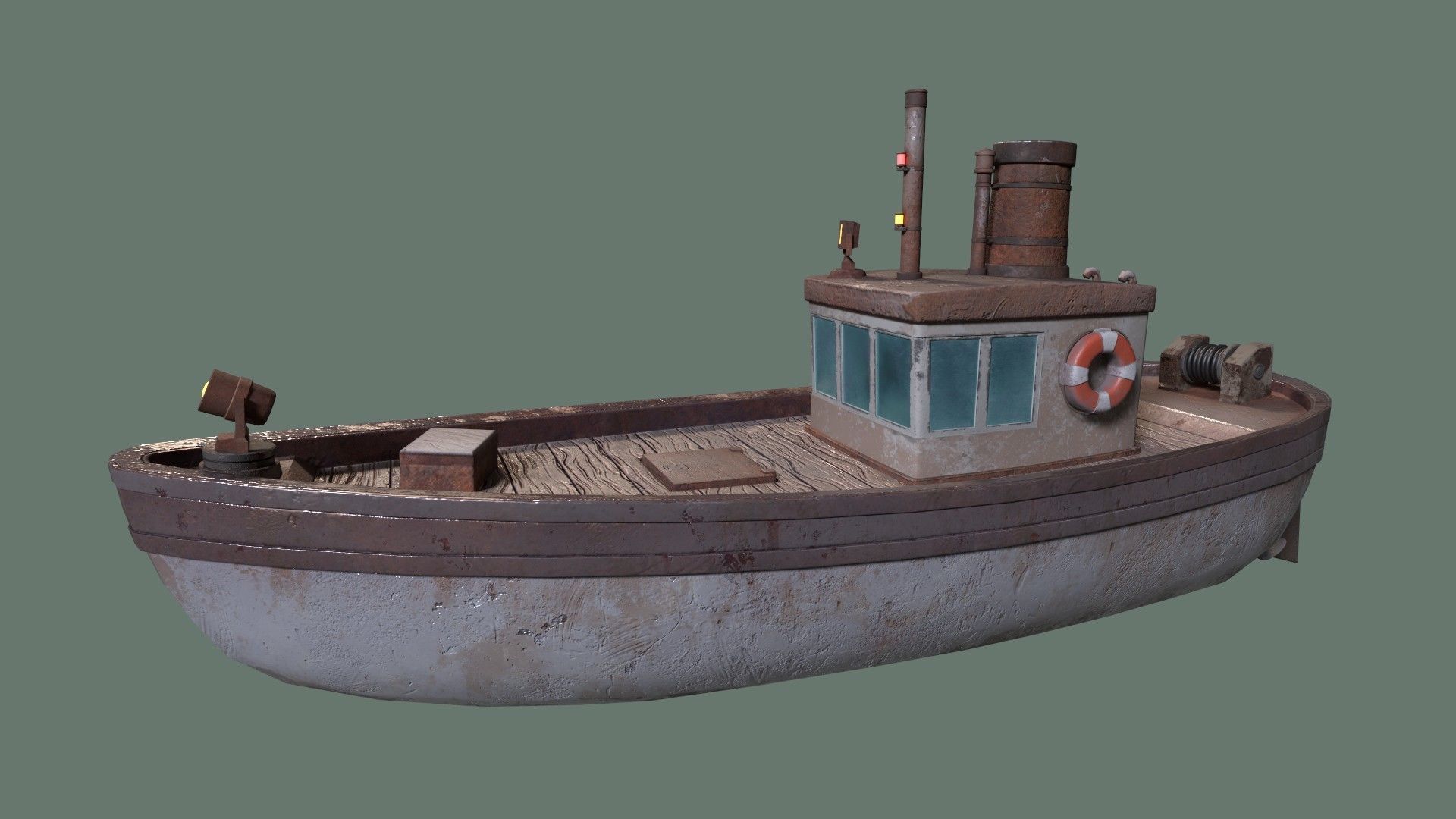 Stylized Low-poly Boat Low-poly 3D model_4