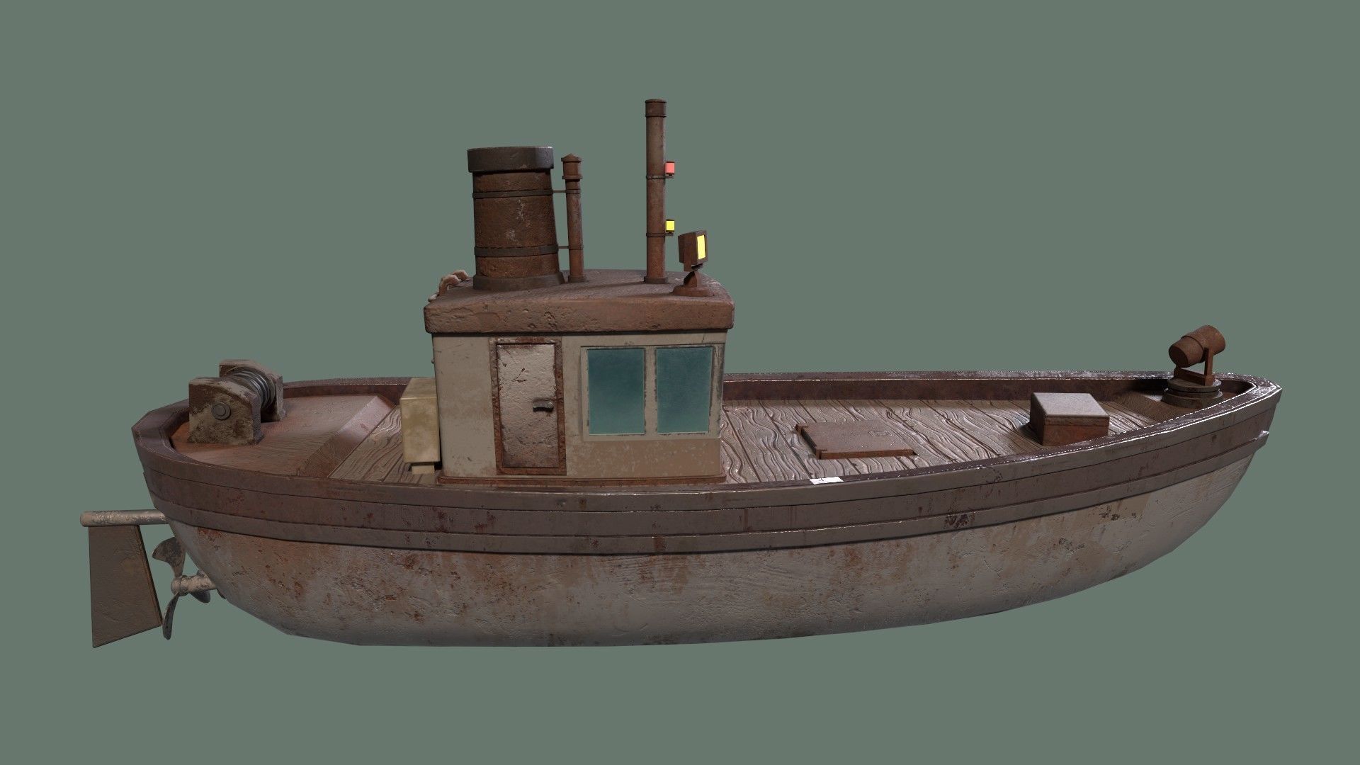 Stylized Low-poly Boat Low-poly 3D model_2