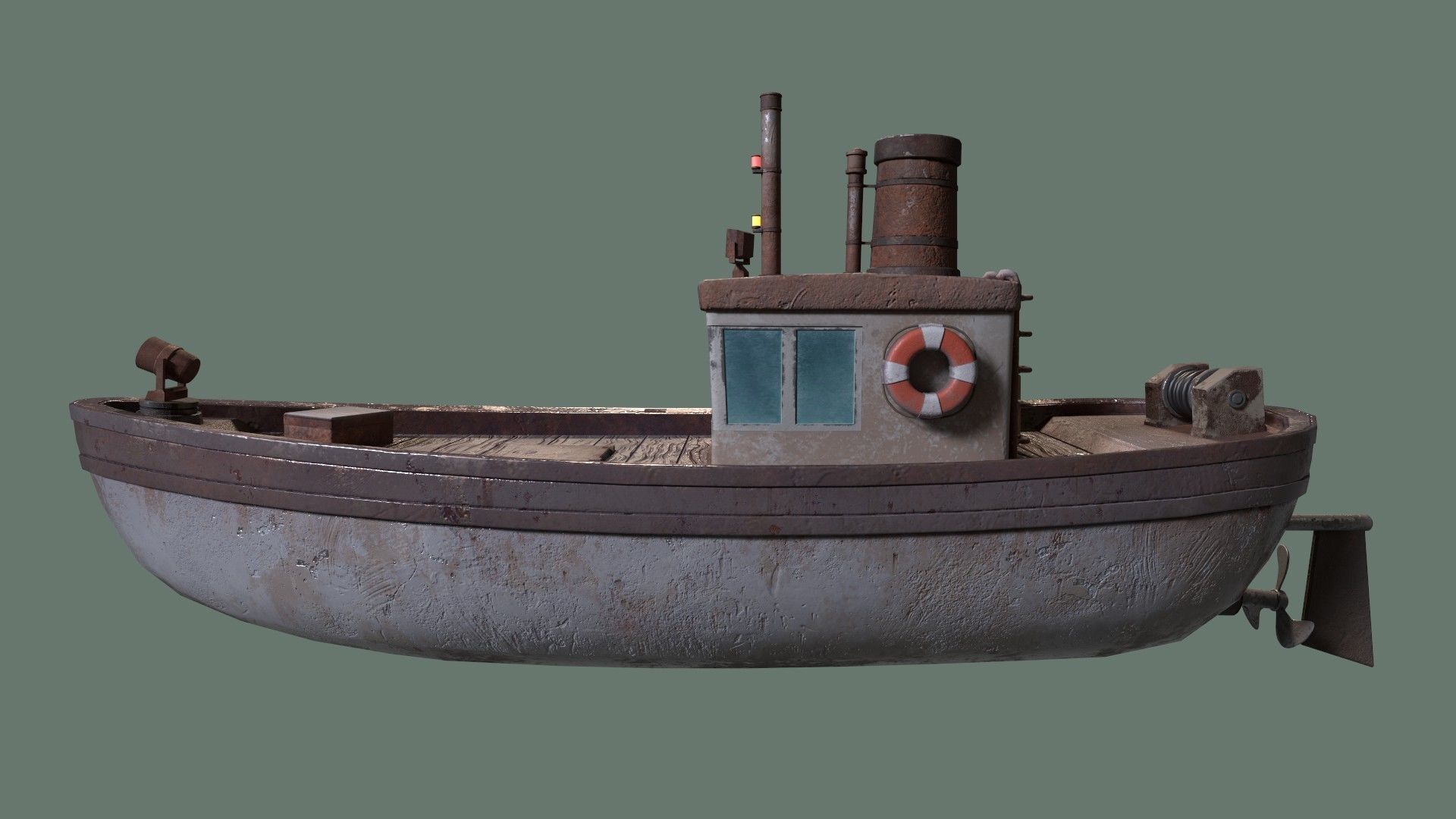 Stylized Low-poly Boat Low-poly 3D model_1