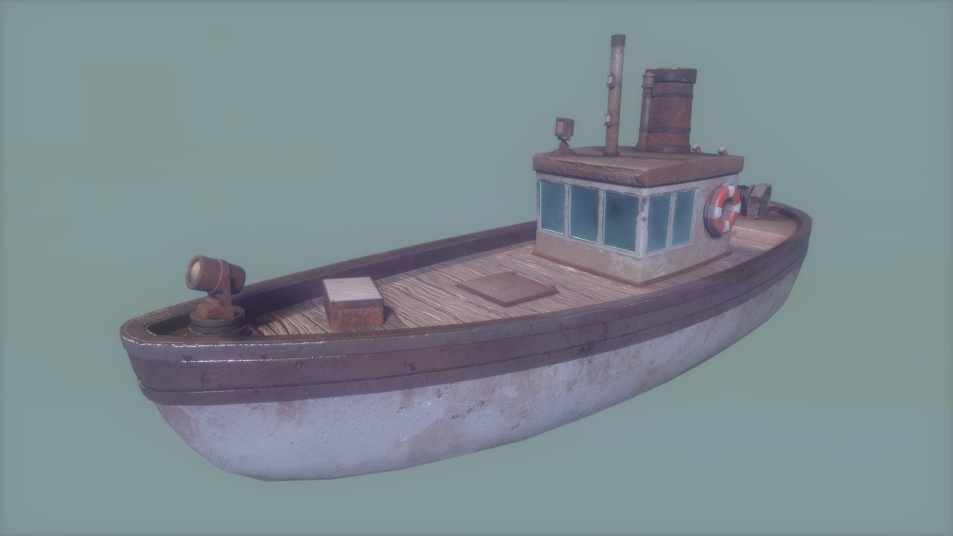 Stylized Low-poly Boat Low-poly 3D model_8
