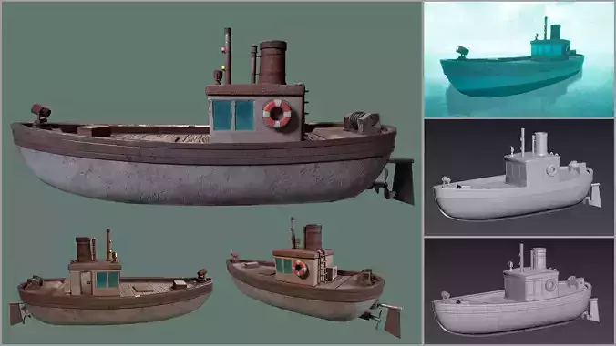 Stylized Low-poly Boat Low-poly 3D model