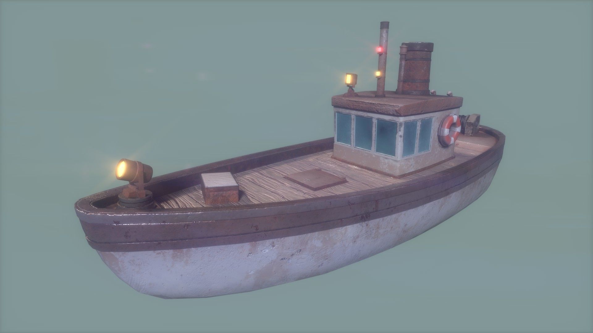 Stylized Low-poly Boat Low-poly 3D model_7