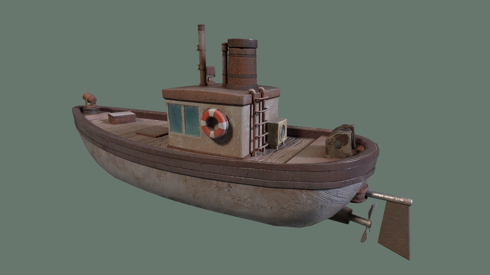 Stylized Low-poly Boat Low-poly 3D model_5