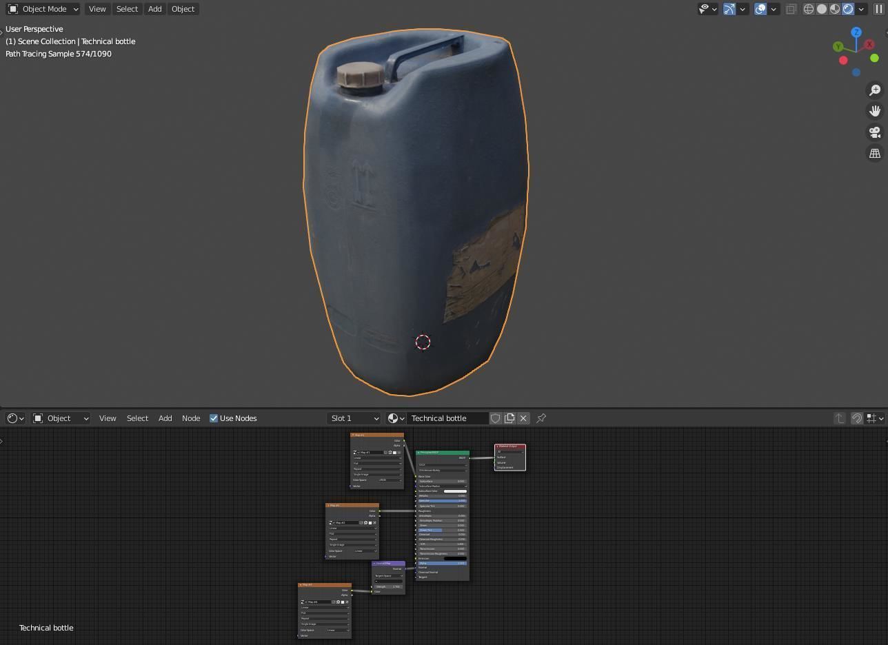 Technical bottle Low-poly 3D model_7