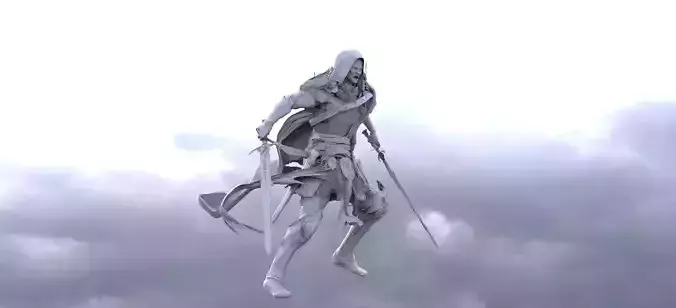 Hooded Rogue with duel swords