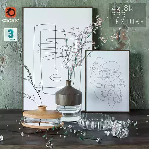 Decorative set-Hydrangea flower and  Modern plant vase