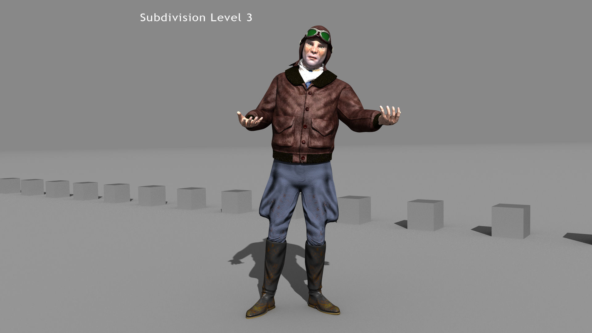 Flyboy Barnstorm Pilot - MOCAP Rig and Motion Capture Data Low-poly 3D model_16