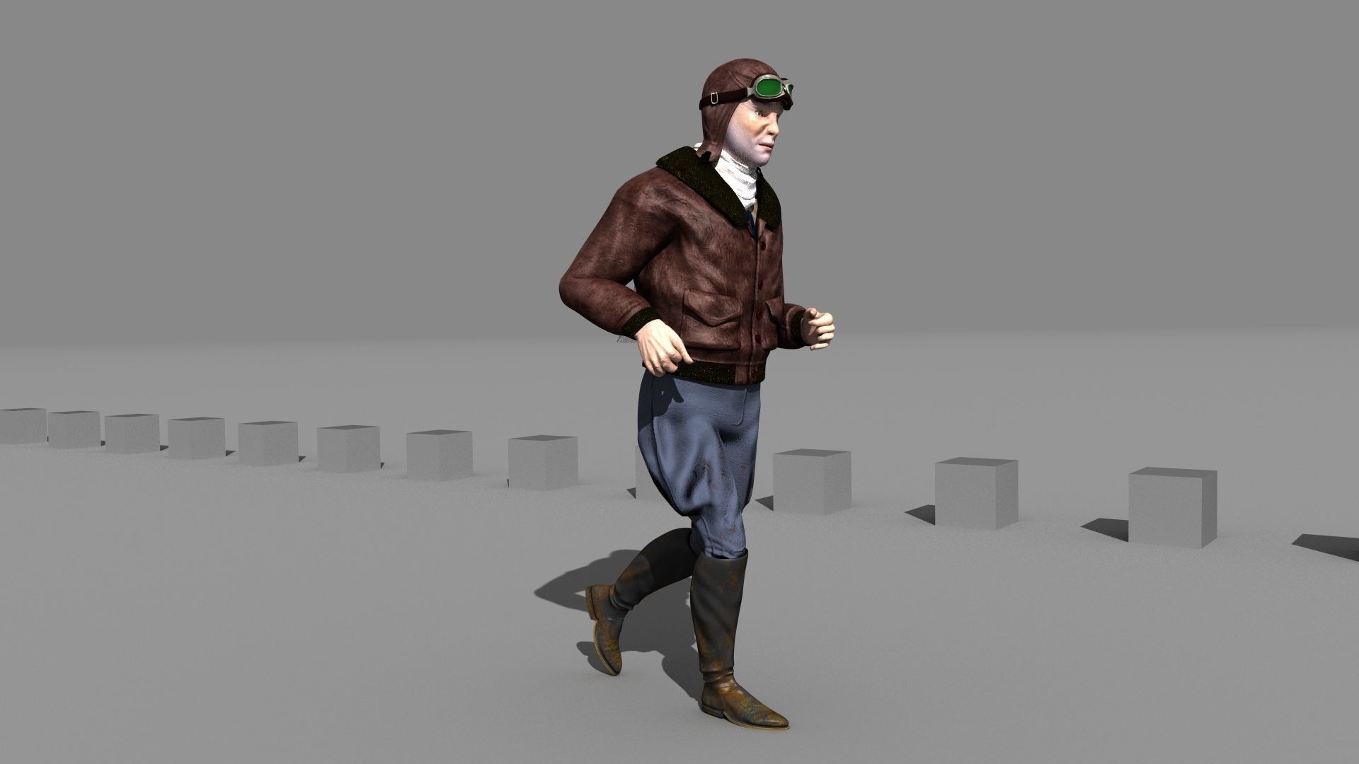 Flyboy Barnstorm Pilot - MOCAP Rig and Motion Capture Data Low-poly 3D model_8