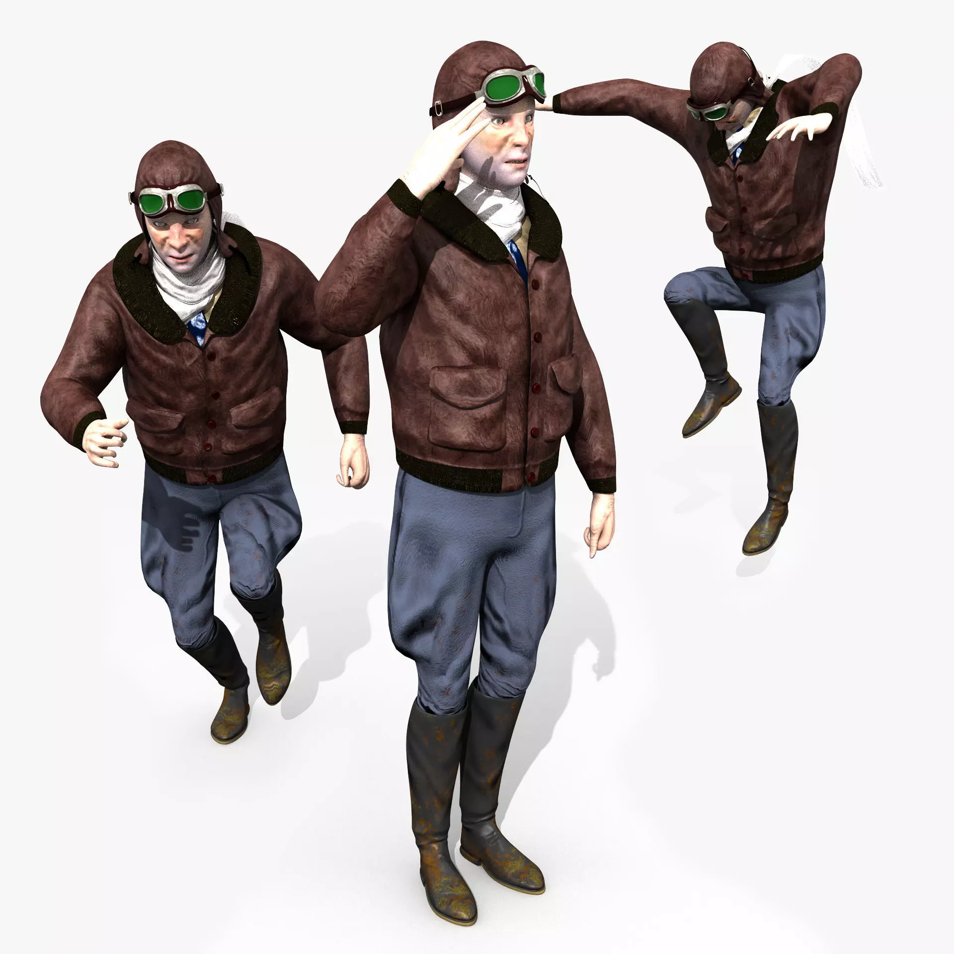 Flyboy Barnstorm Pilot - MOCAP Rig and Motion Capture Data Low-poly 3D model_0