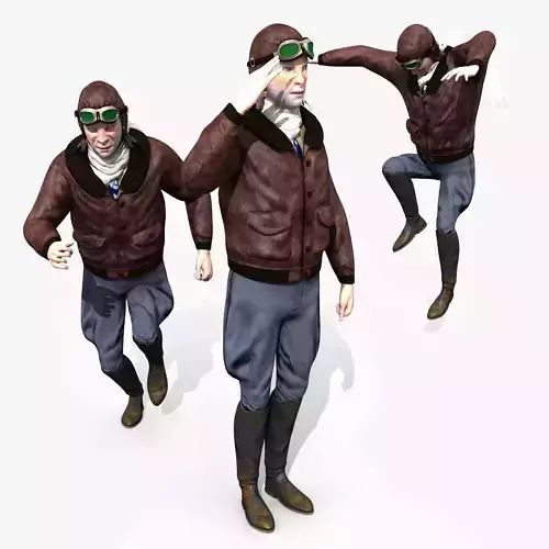 Flyboy Barnstorm Pilot - MOCAP Rig and Motion Capture Data Low-poly 3D model
