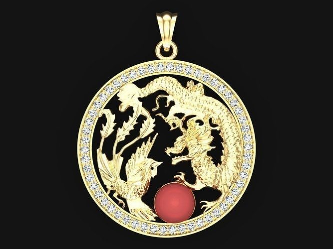 Dragon and phoenix pendant - Dragon pendant - Phoenix pendant 3D print model