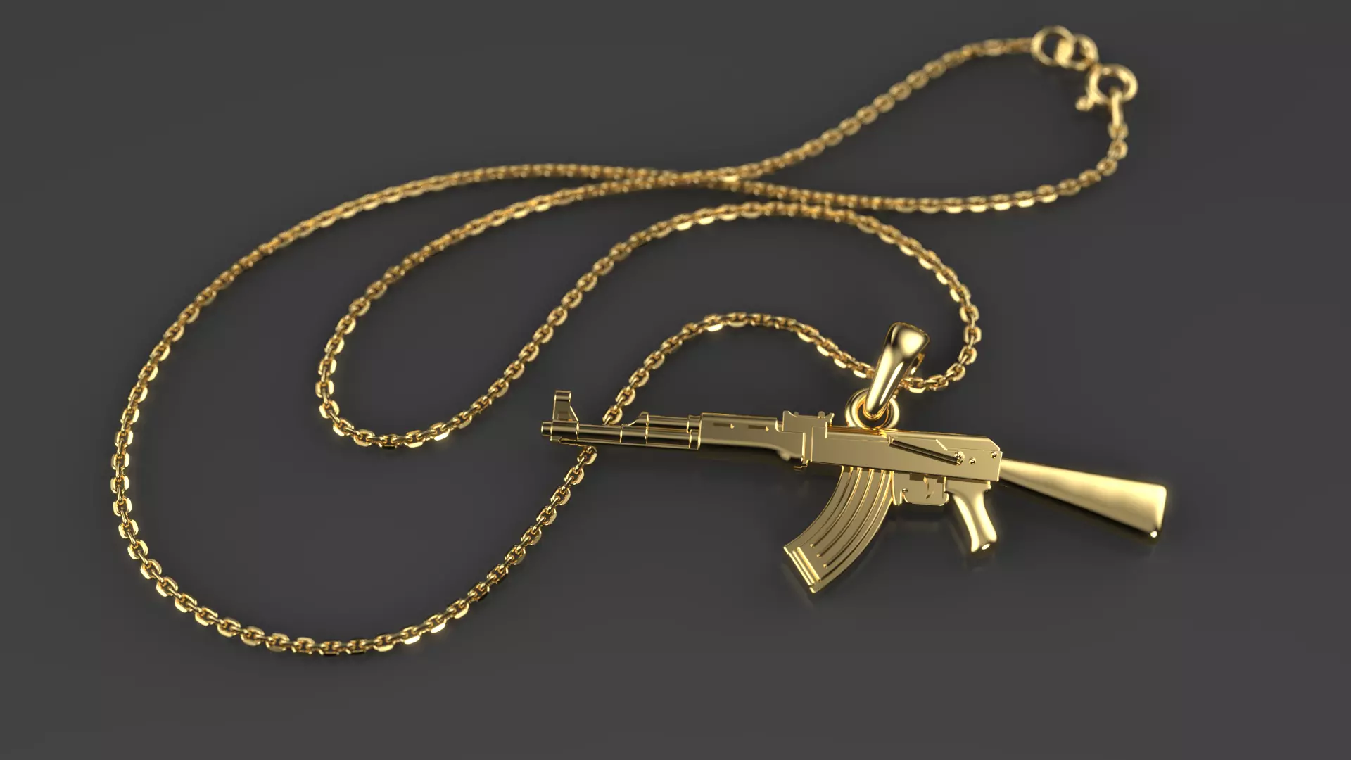 AK-47 Assault rifle pendant 3D print model_0