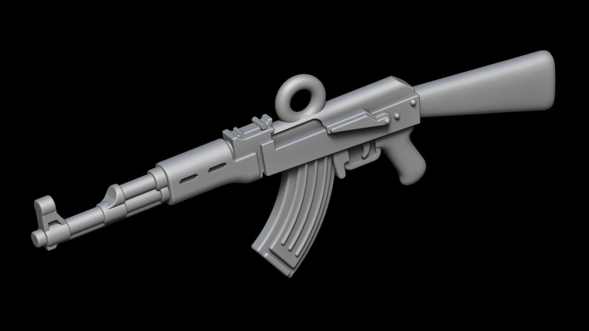 AK-47 Assault rifle pendant 3D print model_6