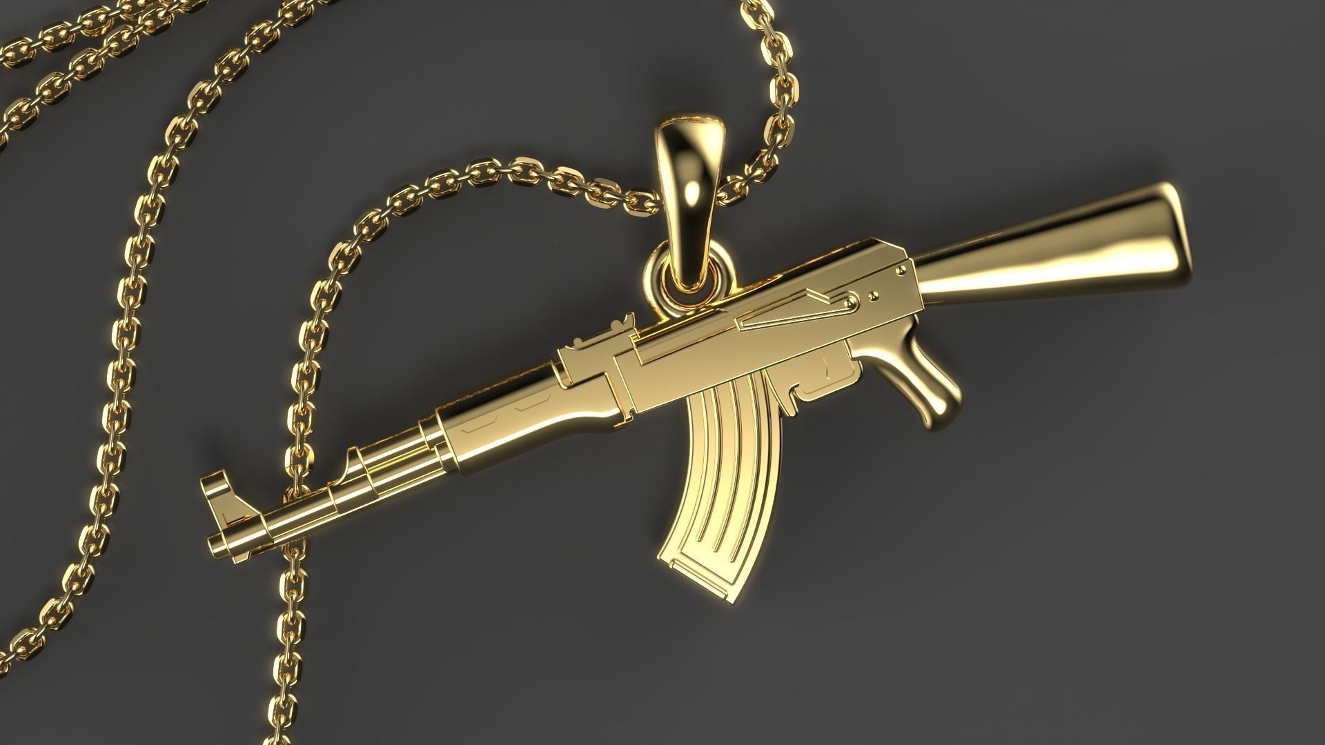 AK-47 Assault rifle pendant 3D print model_1