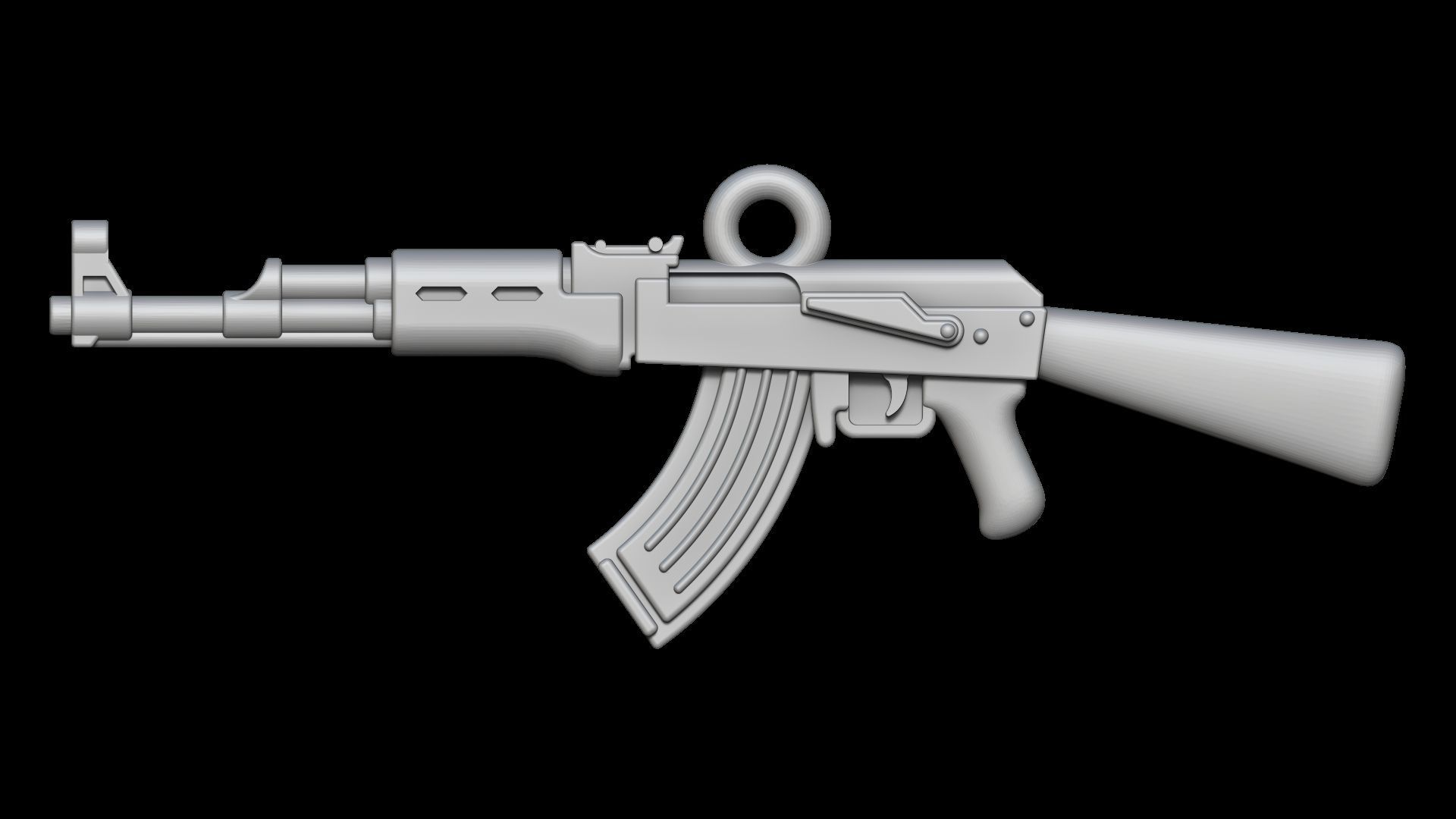 AK-47 Assault rifle pendant 3D print model_3