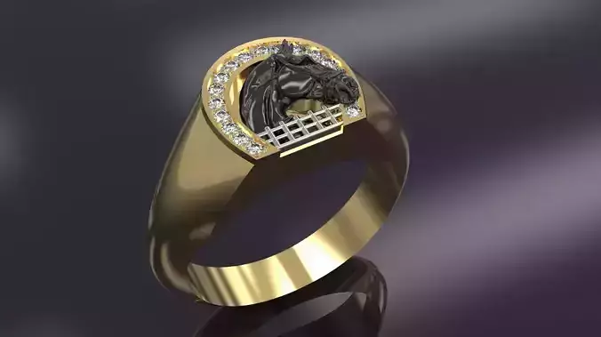 HORSESHOE RING WITH HORSE sculpt