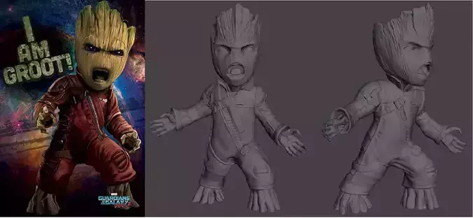 Angry baby Groot 3D print model