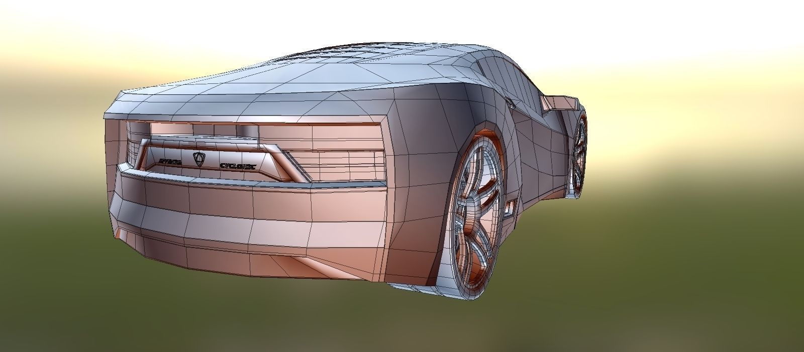 Affekta Cyclonic Sport Concept sport car  ExtraWheels  Low-poly 3D model_11