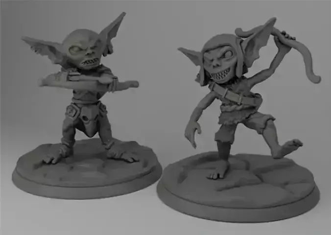 Goblin collection two troll figurines with bows and arrows Free 3D print model