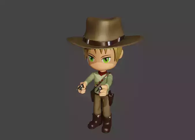 western gunslinger - cowboy toon Low-poly 3D model