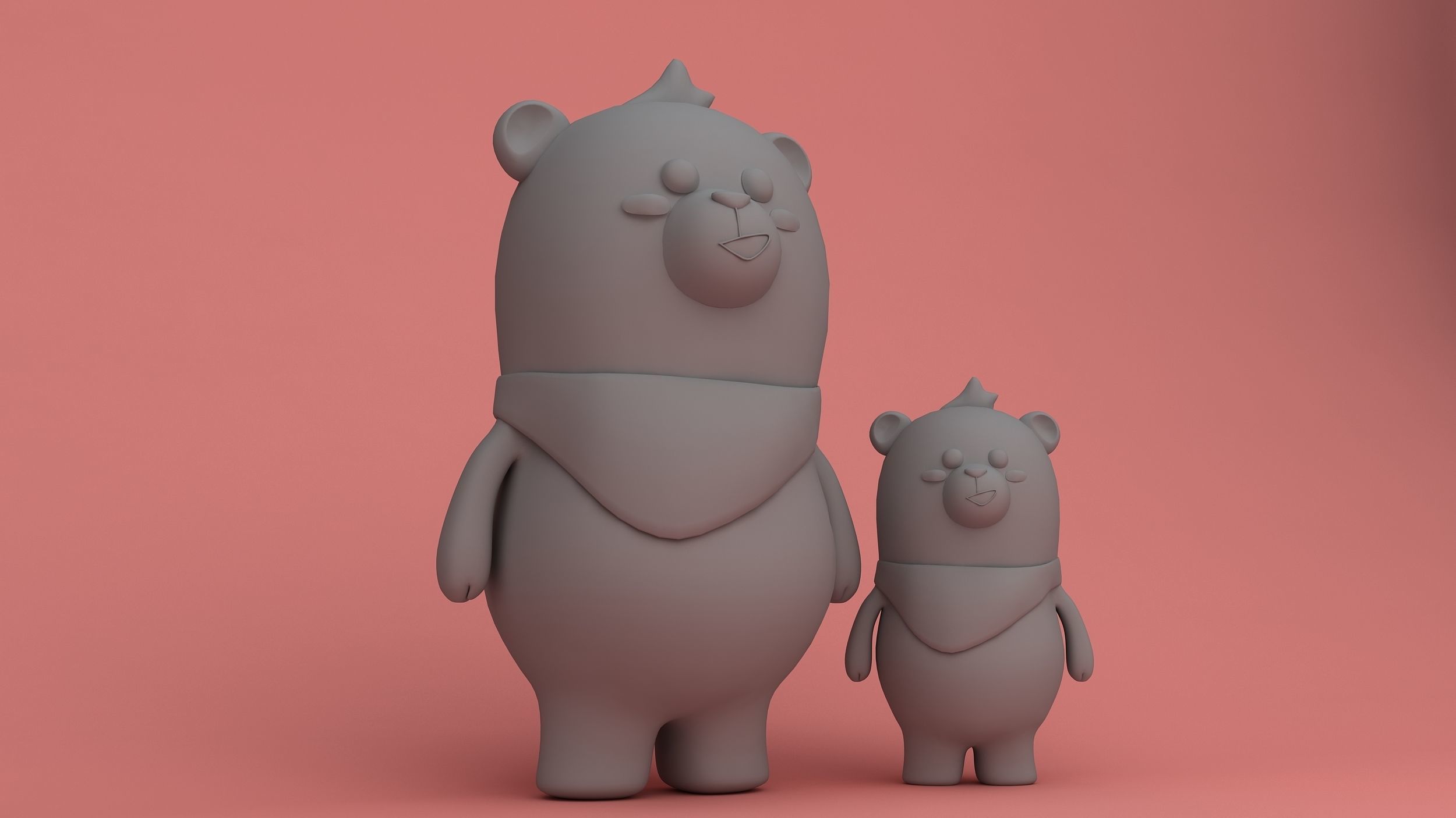 Baby Bear and Mama Bear 3D model_1