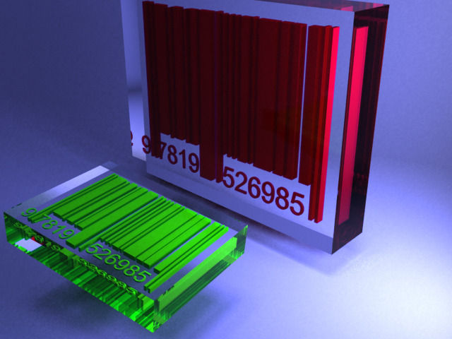 Barcode with glass advanced lights scenes Low-poly 3D model_1