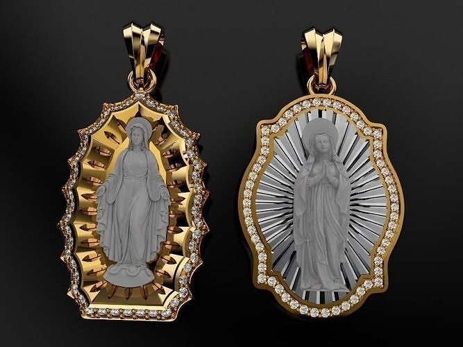 Virgins Pendant With Diamonds 3D print model