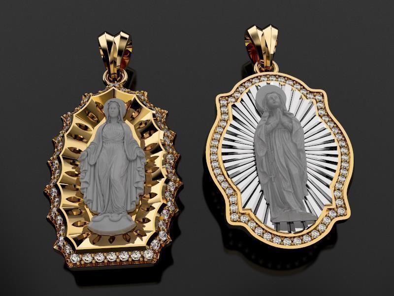 Virgins Pendant With Diamonds 3D print model_1