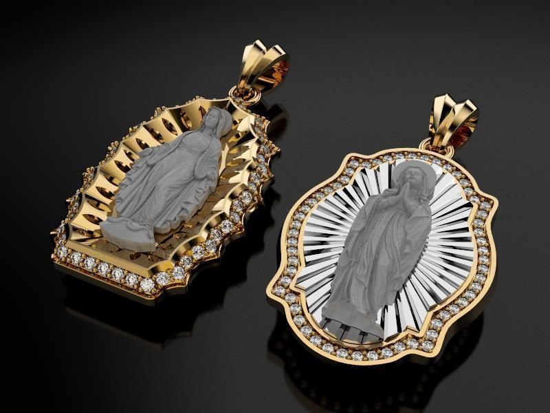 Virgins Pendant With Diamonds 3D print model_2