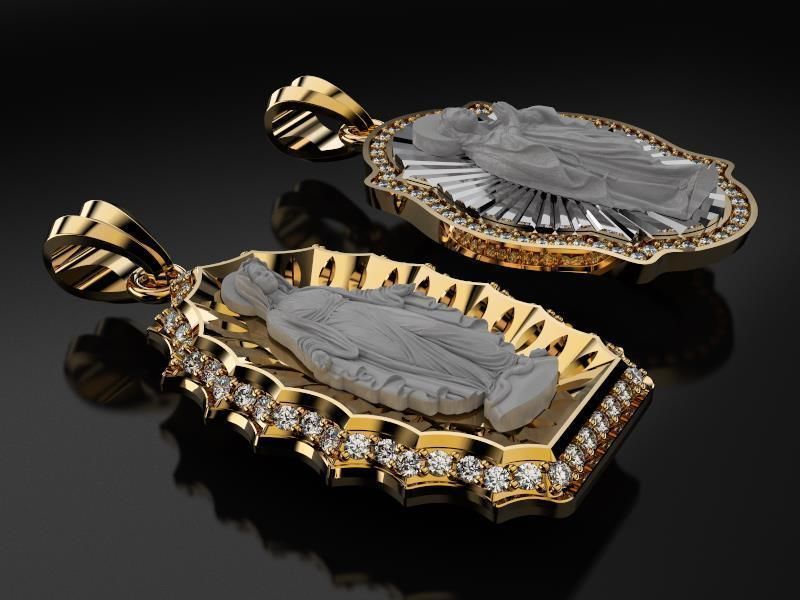 Virgins Pendant With Diamonds 3D print model_3