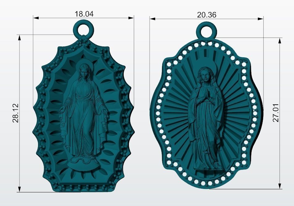 Virgins Pendant With Diamonds 3D print model_8