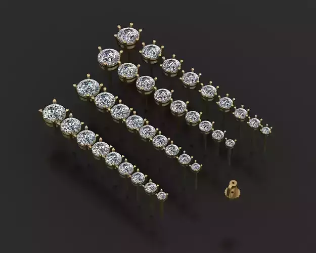 Round Stud Earrings 3D print model