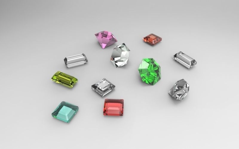 Diamonds different colored crystals Free 3D model_3