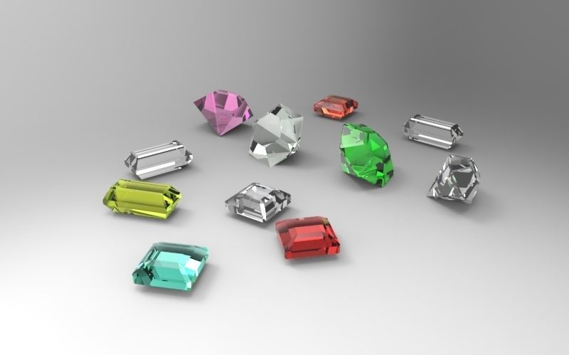 Diamonds different colored crystals Free 3D model_4