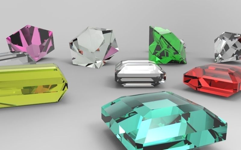 Diamonds different colored crystals Free 3D model_5